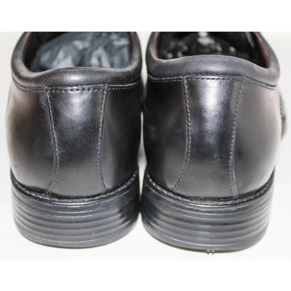 JOHNSTON & MURPHY ATCHISON MOC TOE Black Leather Lace Up Oxfords Mens Shoes 10.5